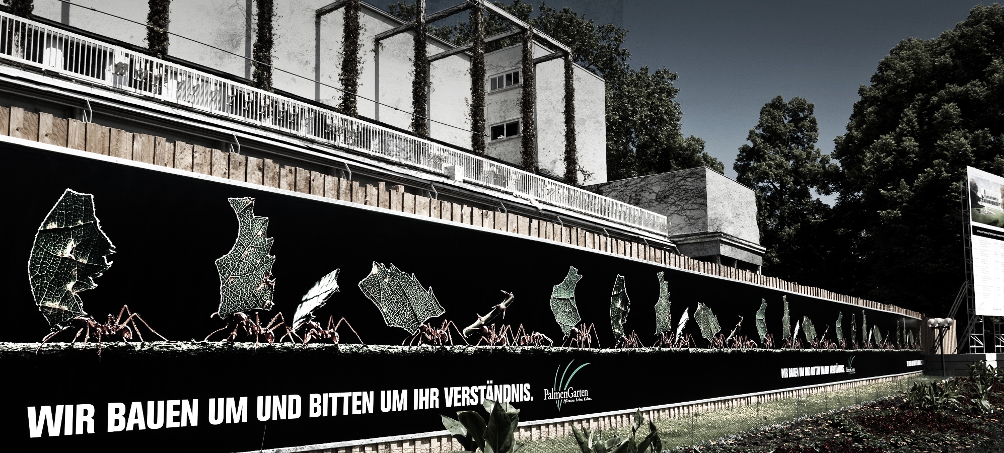 Palmengarten Dokumentation Bauzaun